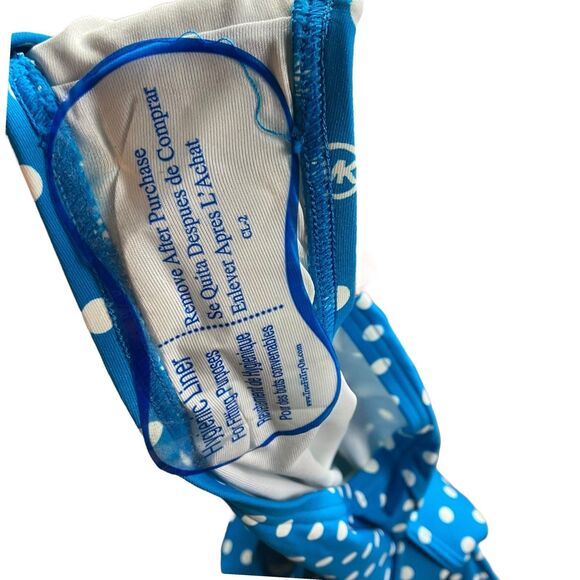 Michael Kors Swimsuit 6 Blue Polka Dot Belted Underwire One Piece Rockabilly Fun - Picture 10 of 12